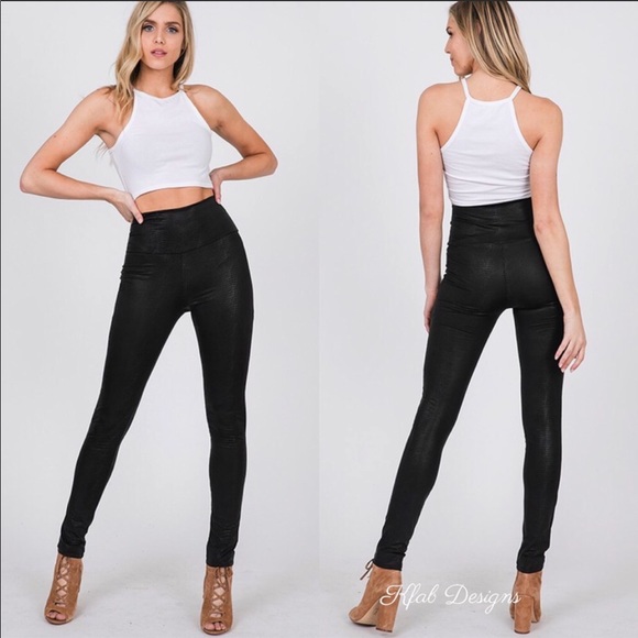 ❤️ LAST! High Waist Textured Snakeskin PU Leggings! - Picture 5 of 8